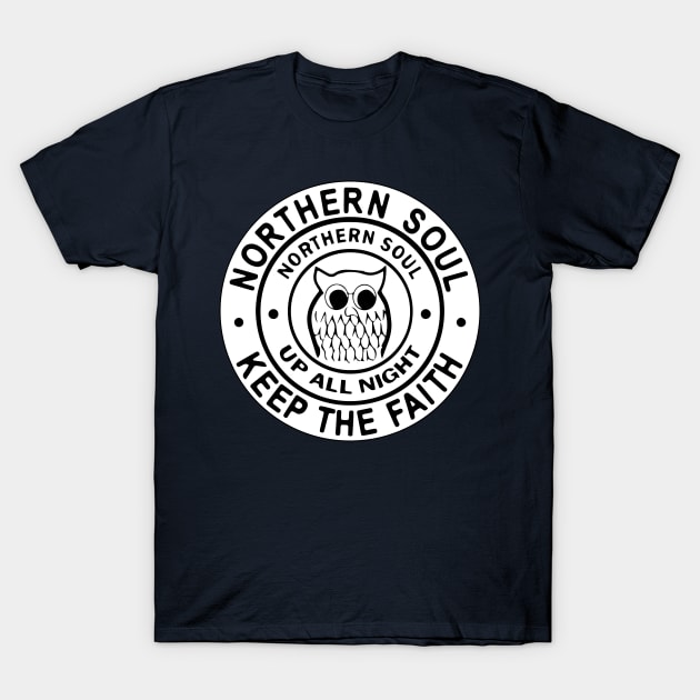 Northern Soul Badges, Wigan Up All Night Keep The Faith T-Shirt by Surfer Dave Designs